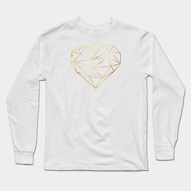 Black and Gold Geometric Heart Long Sleeve T-Shirt by themadesigns